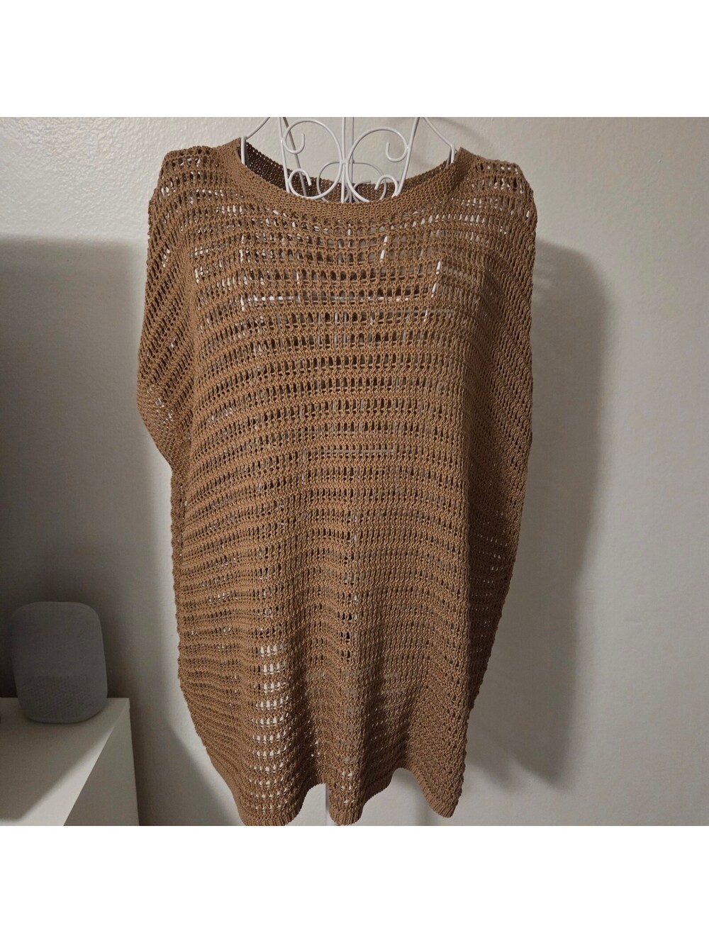 Max Studio London Brown Crochet Knit Pullover Sweater Medium